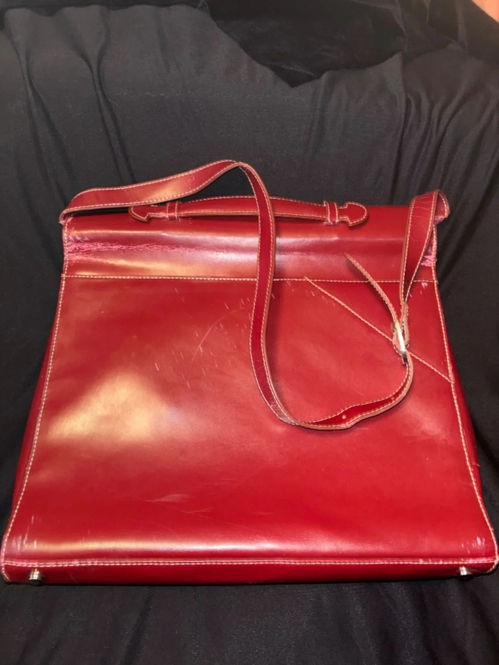 Wilson Leather Pelle Studio burgundy laptop briefcase